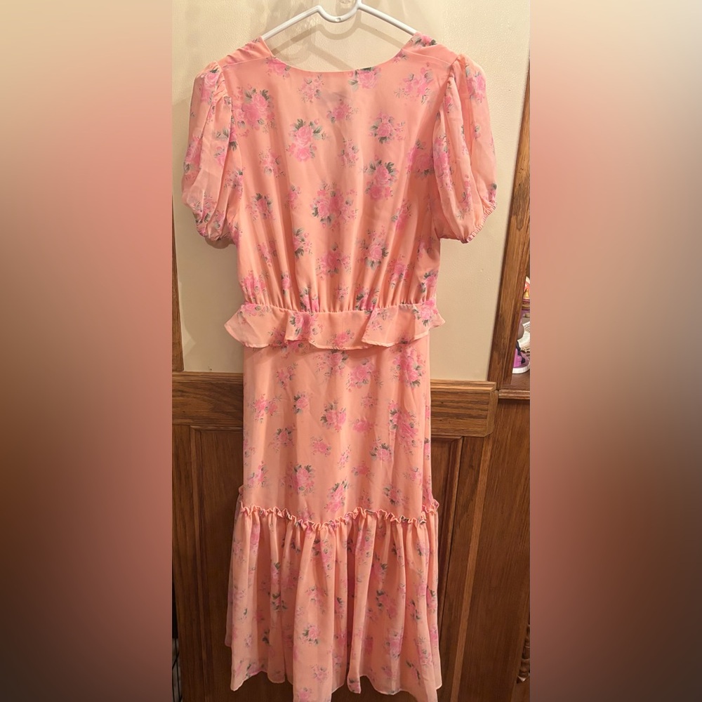 NWT LoveShackFancy Pink Floral Midi Dress - Picture 3 of 3